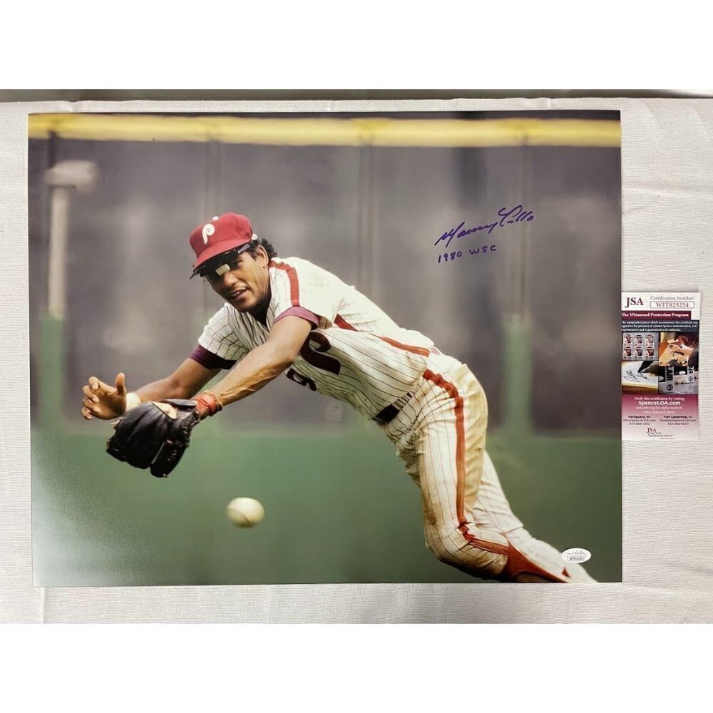 Manny Trillo signed autographed inscribed 1980 WSC Phillies 16x20 photo JSA